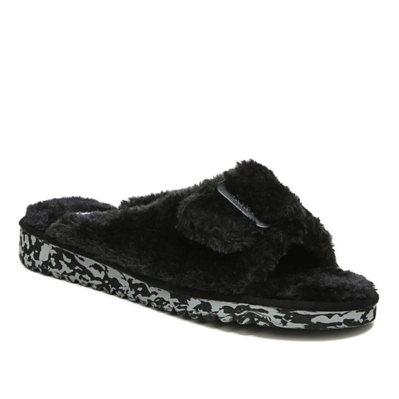 Dr. Scholl's Women's Staycay OG Slide Slipper in Black Faux Fur Size 7 M - Picture 1 of 6